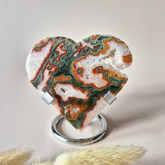 Rode Druzy Mosagaat Hart (8-10 cm) – Liefde & Passie #72