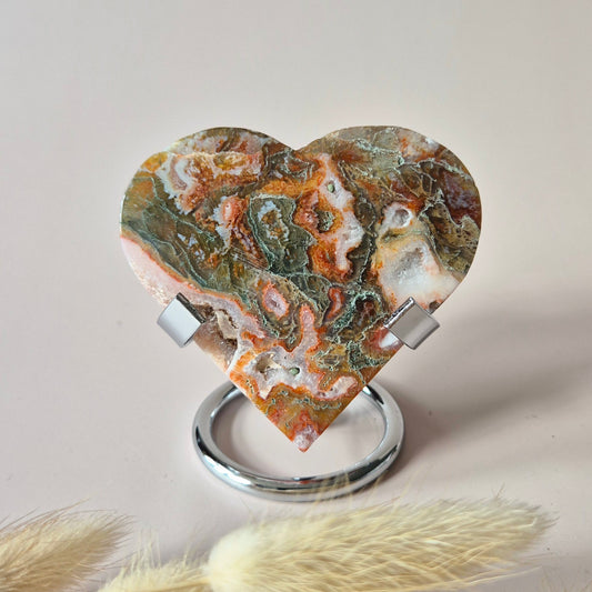 Rode Druzy Mosagaat Hart (8-10 cm) – Liefde & Passie #74