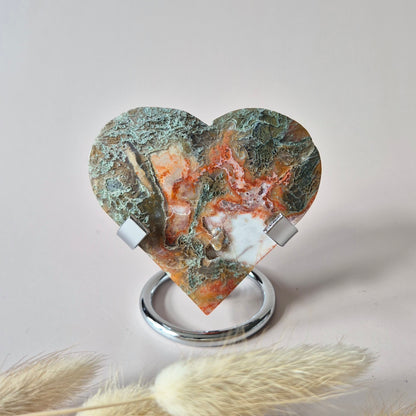 Rotes Druzy-Moosachat-Herz (8-10 cm) – Liebe &amp; Leidenschaft