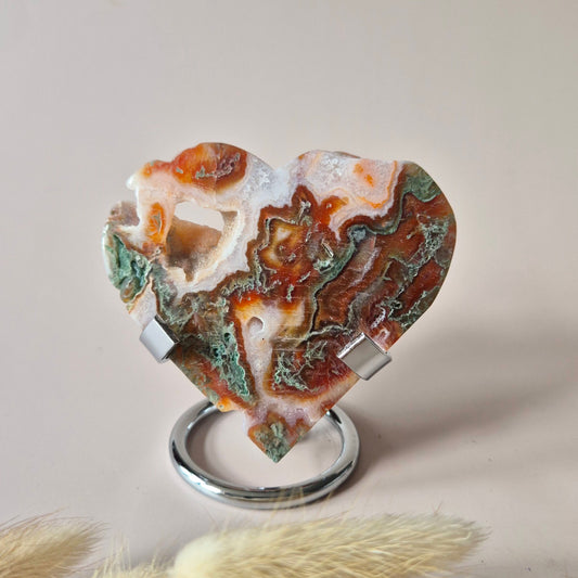 Rode Druzy Mosagaat Hart (8-10 cm) – Liefde & Passie #75