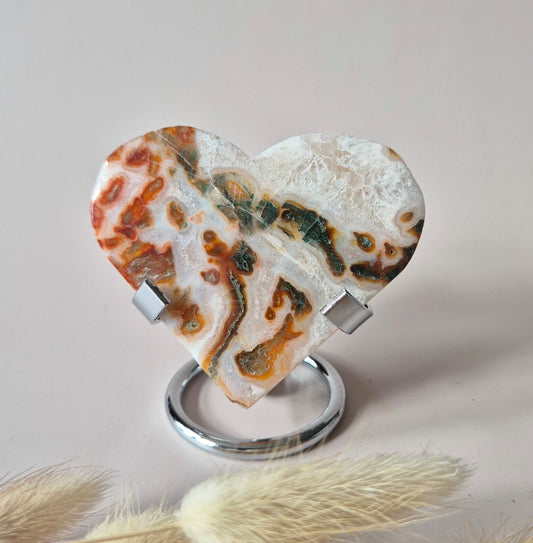 Rode Druzy Mosagaat Hart (8-10 cm) – Liefde & Passie #76