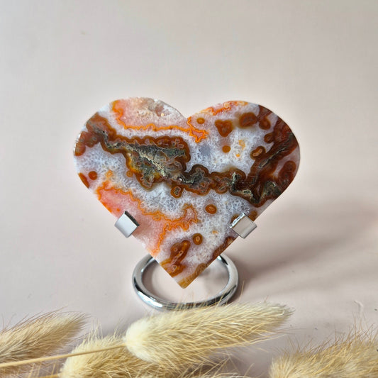Rode Druzy Mosagaat Hart (8-10 cm) – Liefde & Passie #77