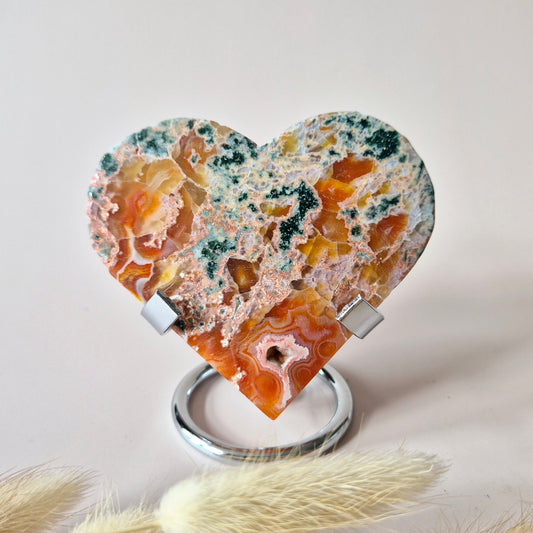 Rode Druzy Mosagaat Hart (8-10 cm) – Liefde & Passie #80
