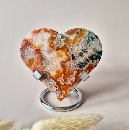 Rode Druzy Mosagaat Hart (8-10 cm) – Liefde & Passie #82