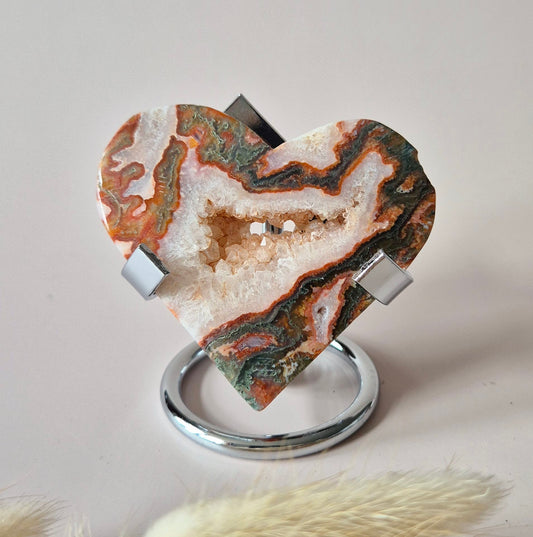 Rode Druzy Mosagaat Hart (8-10 cm) – Liefde & Passie #83