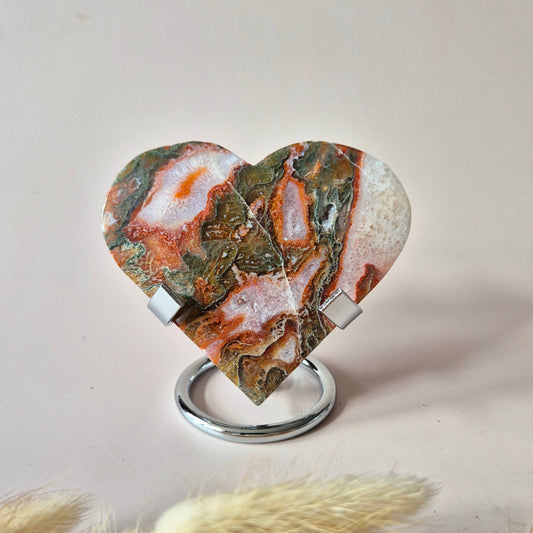 Rode Druzy Mosagaat Hart (8-10 cm) – Liefde & Passie #85