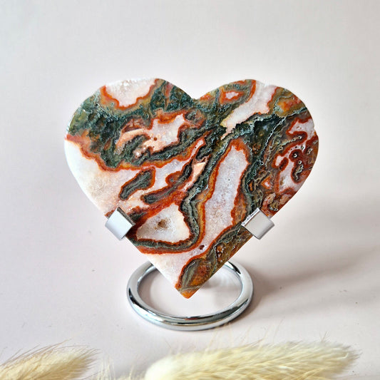 Rode Druzy Mosagaat Hart (8-10 cm) – Liefde & Passie #86