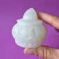 Witte Jade Halloween Pompoen met Hoed – ca. 5 cm - Edelsteen Decoratie