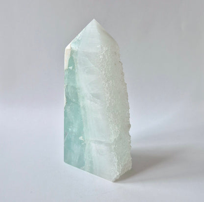 Groene Fluoriet Punt – Ruw & Gepolijst | Uniek Druzy Stuk 300 gram