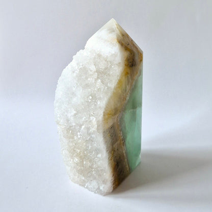 Groene Fluoriet Punt – Ruw & Gepolijst | Uniek Druzy Stuk 500 gram