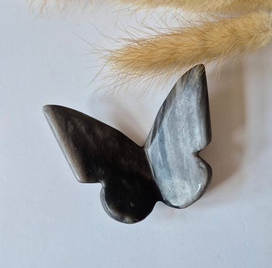 Edelsteen Vlinder  6x5 cm – Zilver Obsidiaan