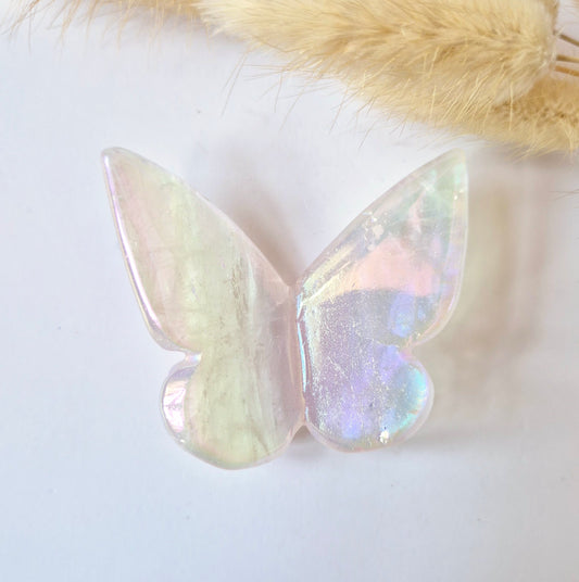 Edelsteen Angel Aura Vlinder  6x5 cm – Rozenkwarts