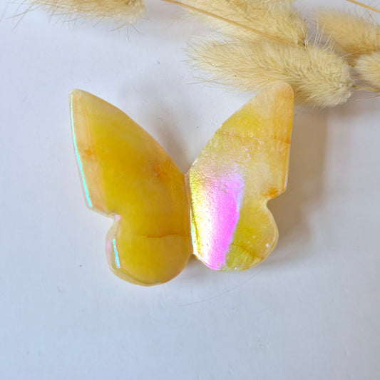 Edelsteen Angel Aura Vlinder  6x5 cm – Gele Calciet