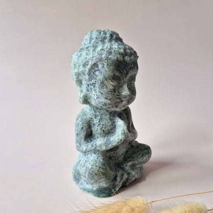 XL Druzy Mosagaat Buddha 15cm hoge geslepen Edelsteen Statement Piece 900g