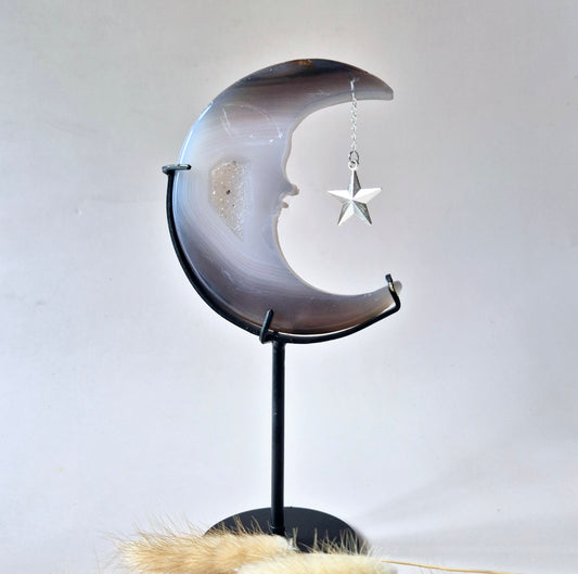 Druzy Grijze Agaat Edelsteen Maan #34 – 10 cm