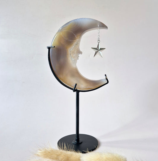 Druzy Grijze Agaat Edelsteen Maan #38 – 10 cm