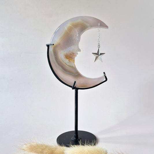 Druzy Grijze Agaat Edelsteen Maan #39 – 10 cm