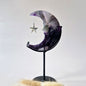 XL Gemstone Moss Agate Moon on Stand (Druzy &amp; Patterns) #158 - 400g 12,7cm