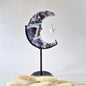 XL Gemstone Moss Agate Moon on Stand (Druzy &amp; Patterns) #158 - 400g 12,7cm