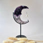 XL Gemstone Moss Agate Moon on Stand (Druzy &amp; Patterns) #158 - 400g 12,7cm