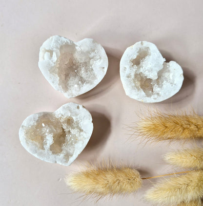 White Agate Druzy Geode Hart (4–6 cm)