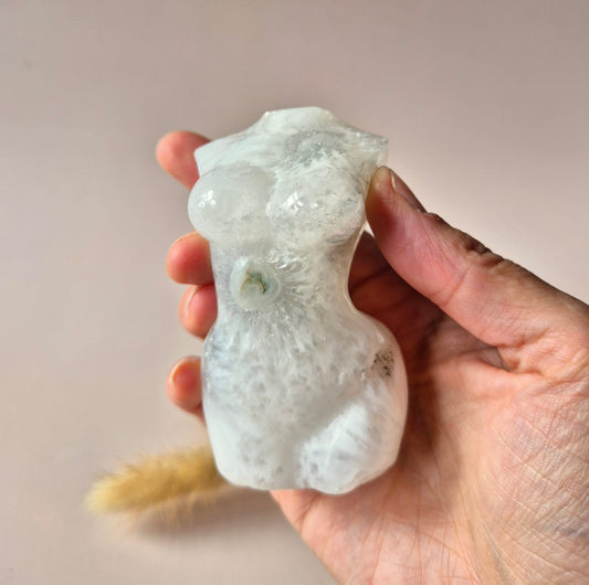 Gemstone Female Body Bust (8 cm) - Rose Quartz