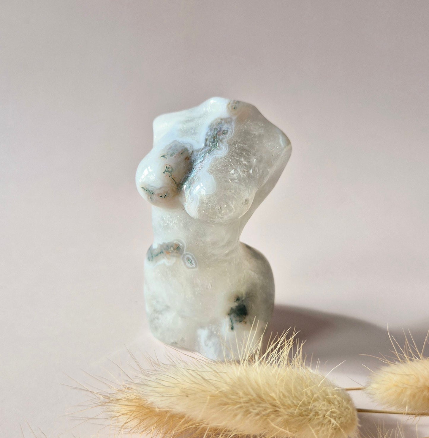 Gemstone Female Body Bust (8 cm) - Rose Quartz
