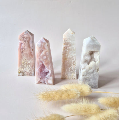 Pink Amethist Druzy Toren 7-9cm - Zachte kracht en rust voor het hart