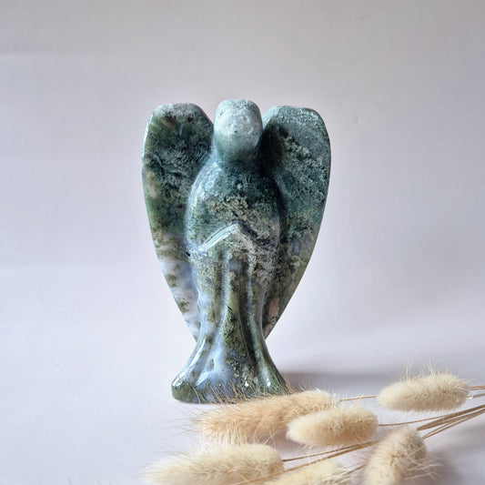 Edelstein Druzy Moosachat Herz auf Metallständer – Nr. 93 230 Gramm