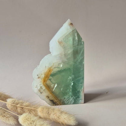 Groene Fluoriet Punt – Ruw & Gepolijst | Uniek Druzy Stuk 500gram