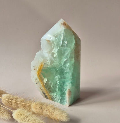 Groene Fluoriet Punt – Ruw & Gepolijst | Uniek Druzy Stuk 500gram