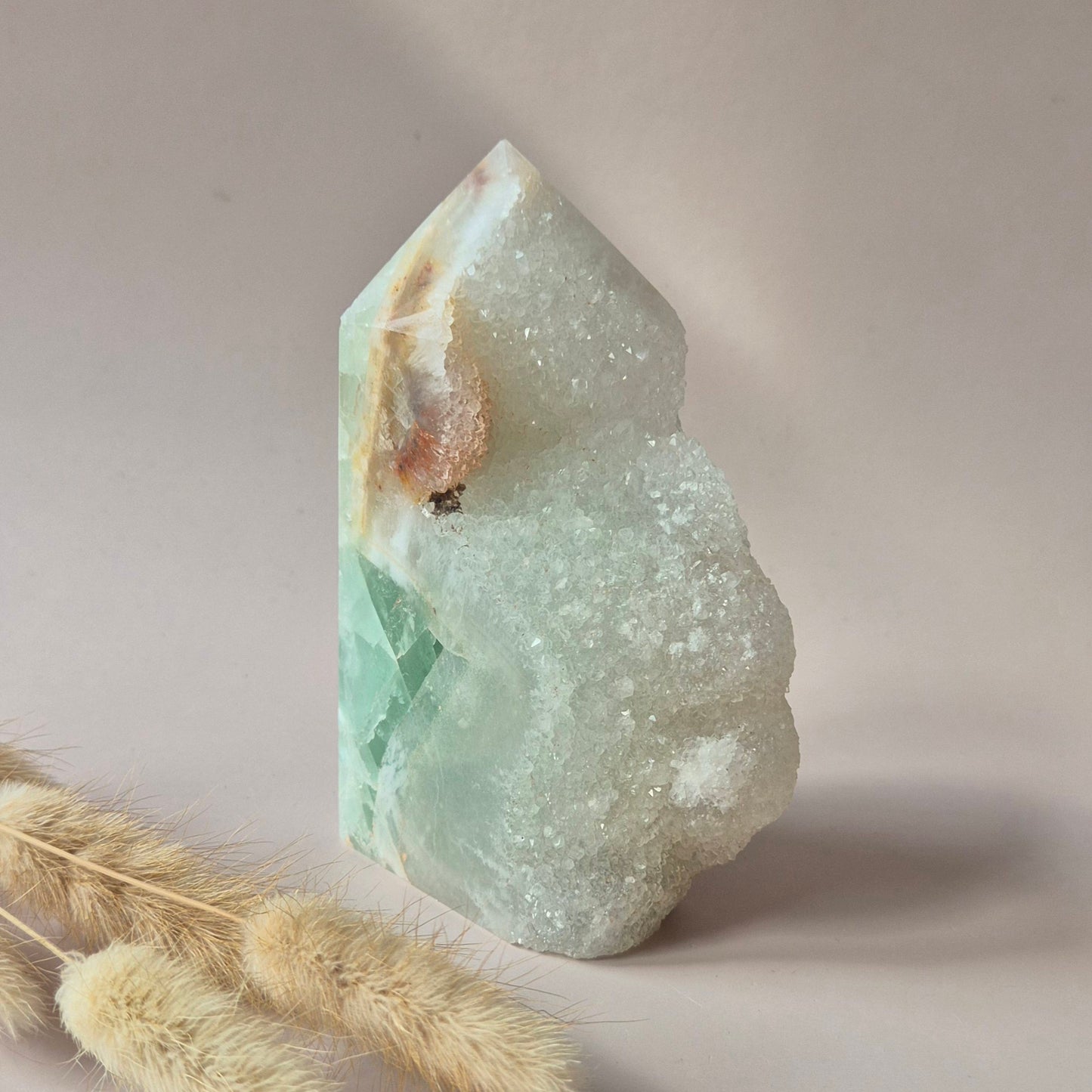 Groene Fluoriet Punt – Ruw & Gepolijst | Uniek Druzy Stuk 500gram