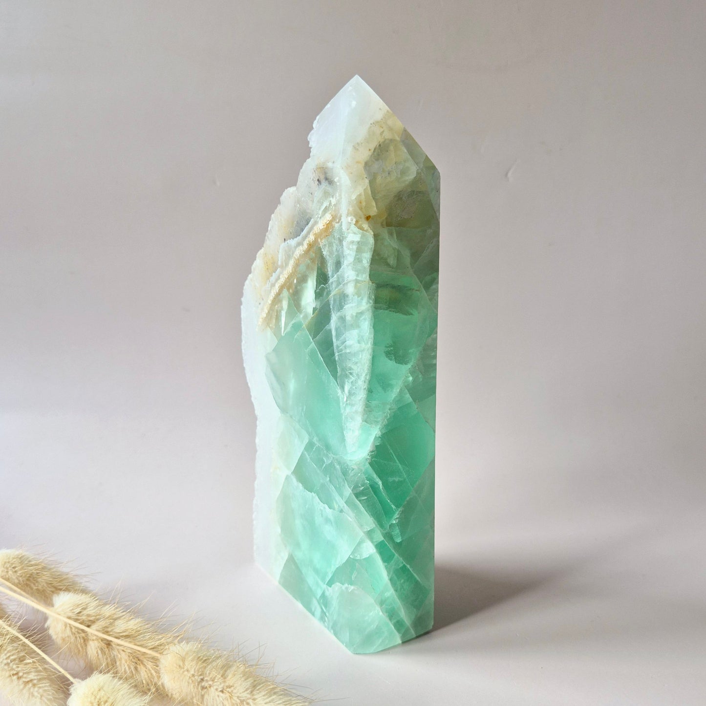 Groene Fluoriet Punt – Ruw & Gepolijst | Uniek Druzy Stuk 1038gram