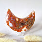 Red Druzy Moss Agate Moon (10-12 cm) on stand – #3