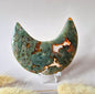 Red Druzy Moss Agate Moon (10-12 cm) on stand – #3