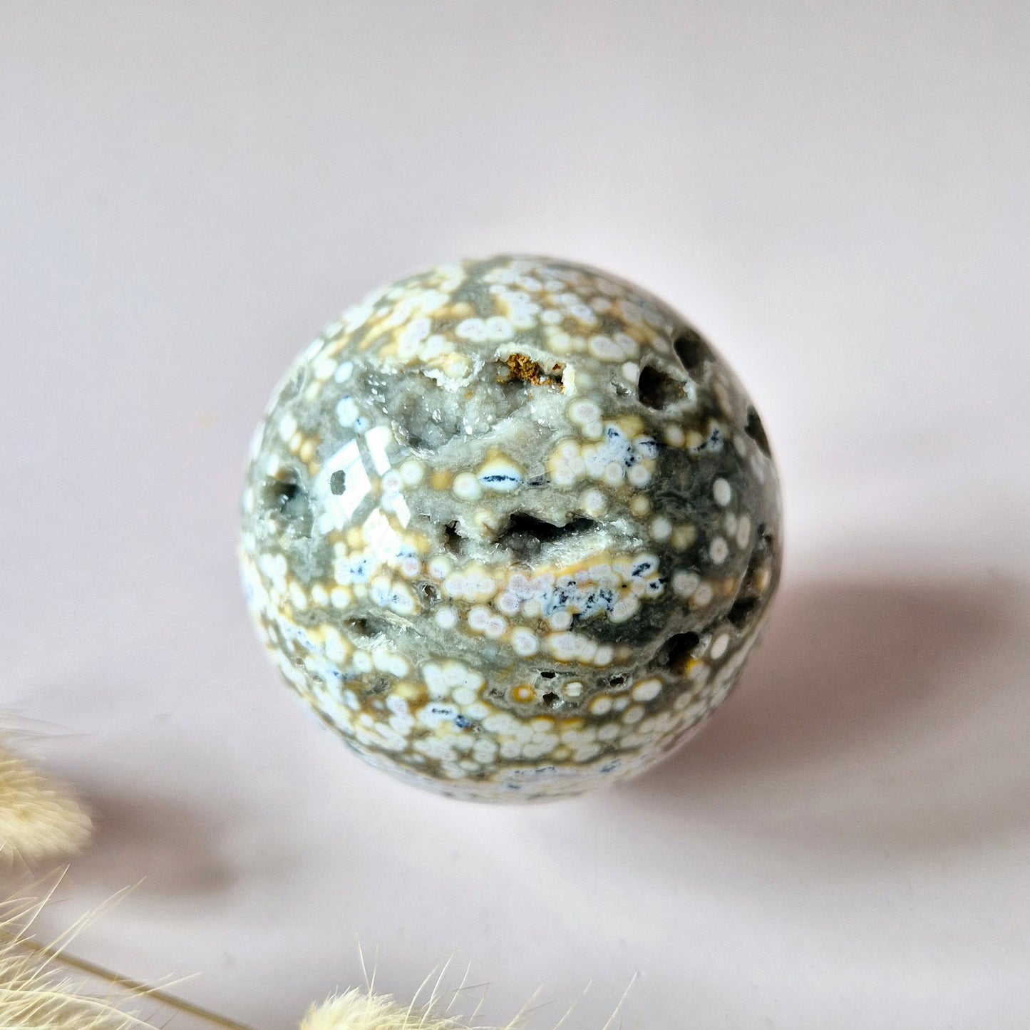 Kristallen Edelsteen Bol Ocean Jasper Bol – 50–60 mm – Druzy & Details