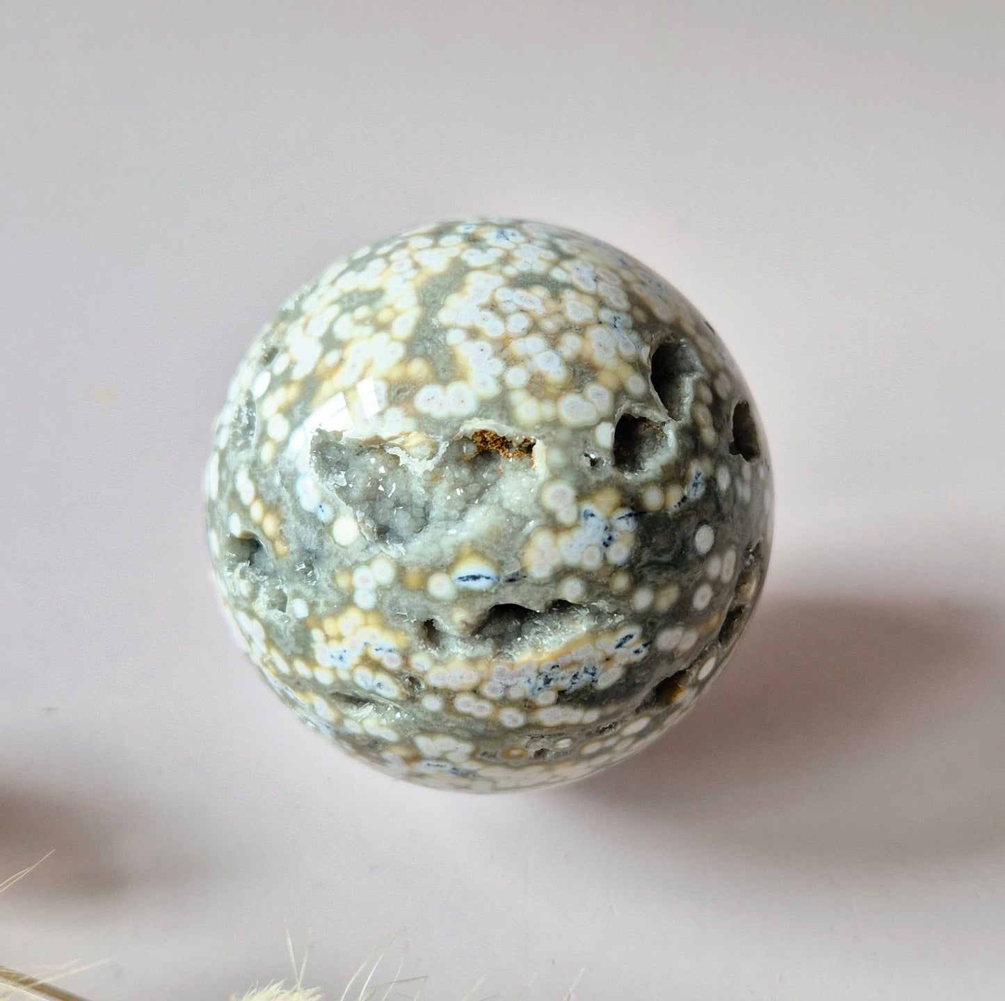 Kristallen Edelsteen Bol Ocean Jasper Bol – 50–60 mm – Druzy & Details