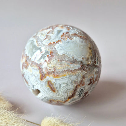 Kristallen Edelsteen Bol Druzy Crazy Mexican Agate sphere 70mm 444g