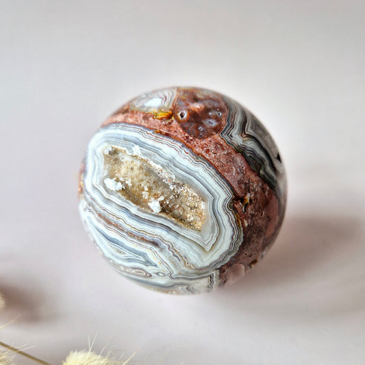 Kristallen Edelsteen Bol Druzy Crazy Mexican Agate sphere 70mm (440g) 2