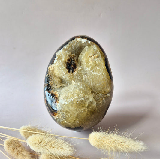 XXL Dragon Stone (Septarian) Edelsteen Druzy Ei op Standaard - 970 gram