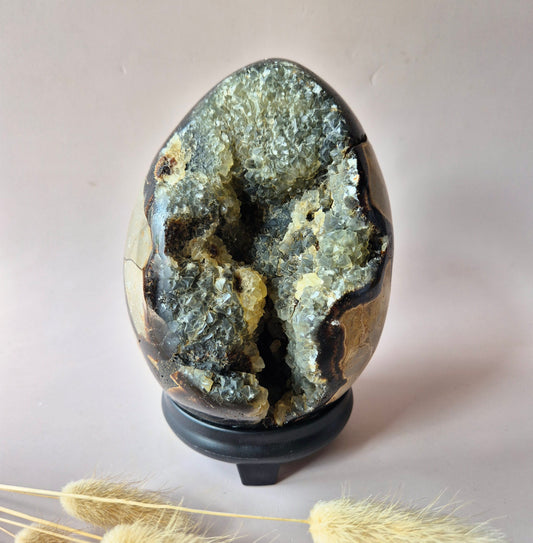 XXL Dragon Stone (Septarian) Edelsteen Druzy Ei op Standaard - 1857 gram