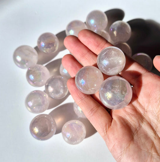 Rozenkwarts Angel Aura Bol – 2-3 cm Edelsteen Sphere