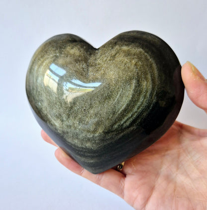 XL Edelsteen Gouden Obsidiaan Hart – 430 g – Bescherming, Inzicht & Innerlijke Kracht