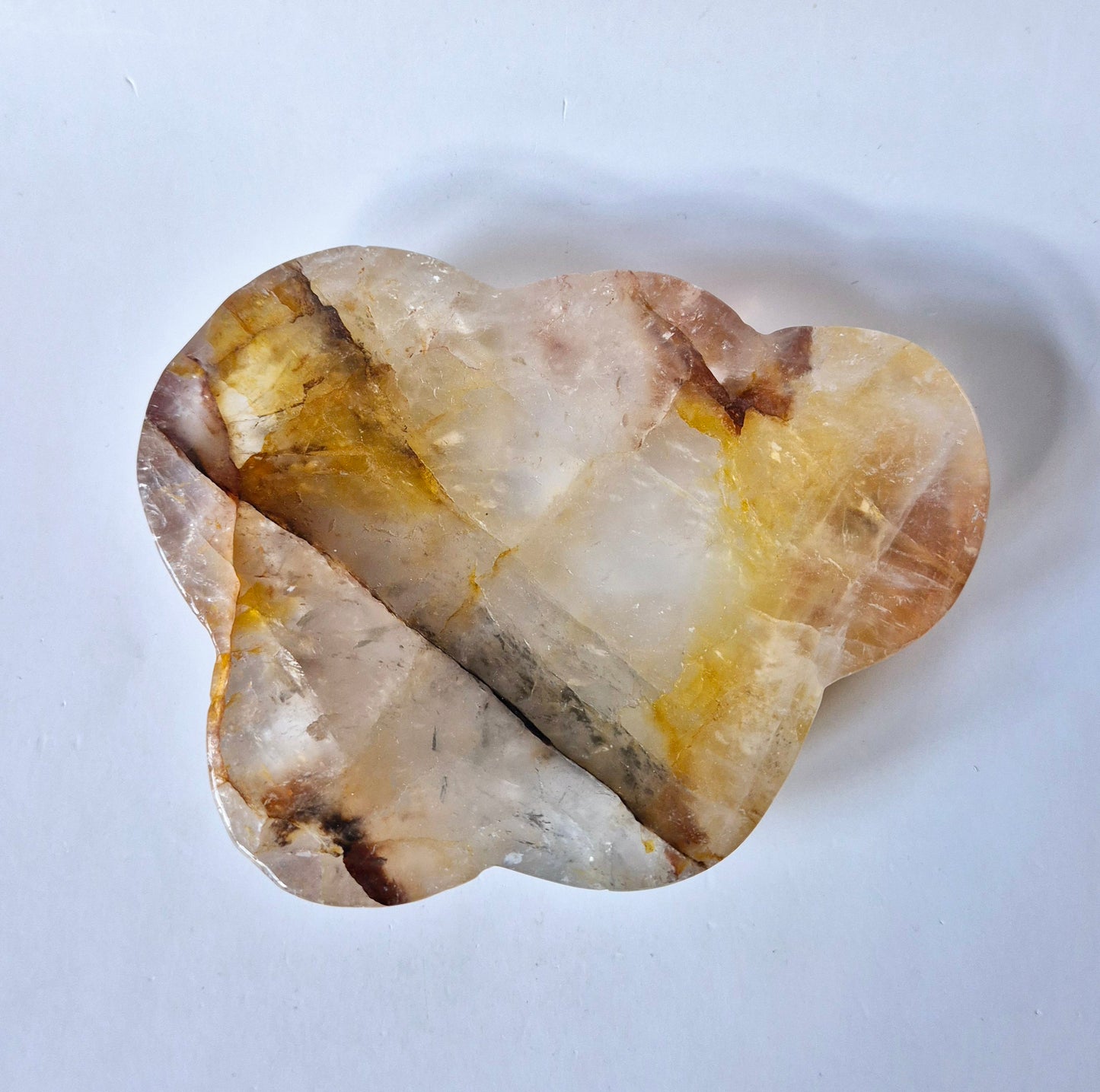 XL Grote Edelsteen Fire Quartz Schaal – Organische Vorm | 12,5x9,5cm Freeform