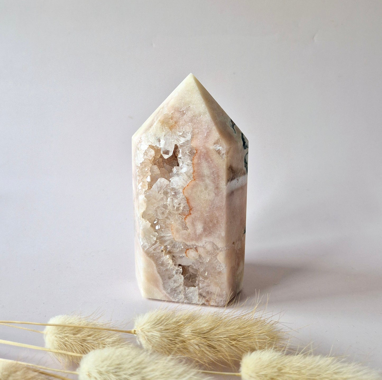 XL Pink Amethist Druzy Toren 12x5,5cm (423g) - Zachte kracht en rust voor het hart