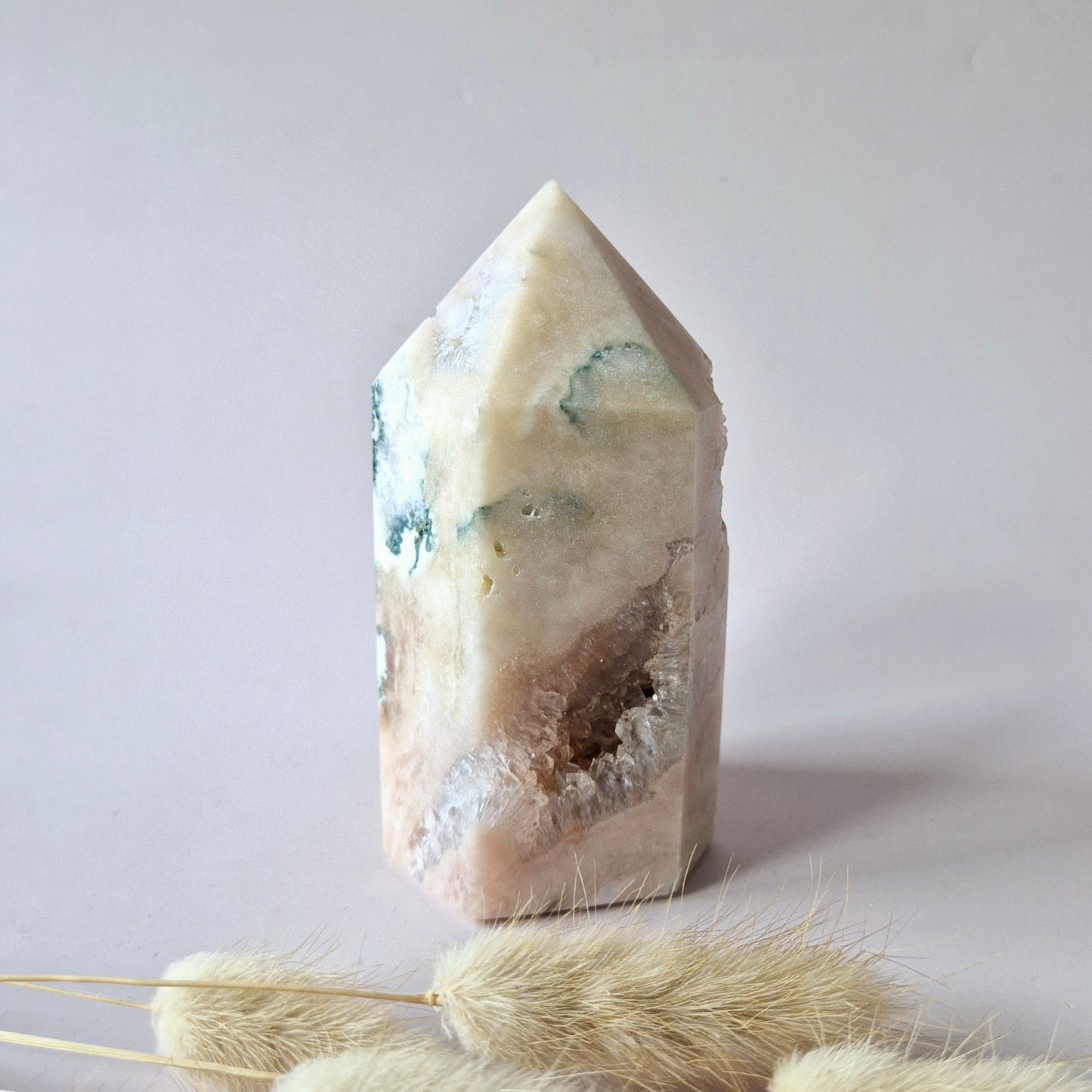 XL Pink Amethist Druzy Toren 12x5,5cm (423g) - Zachte kracht en rust voor het hart