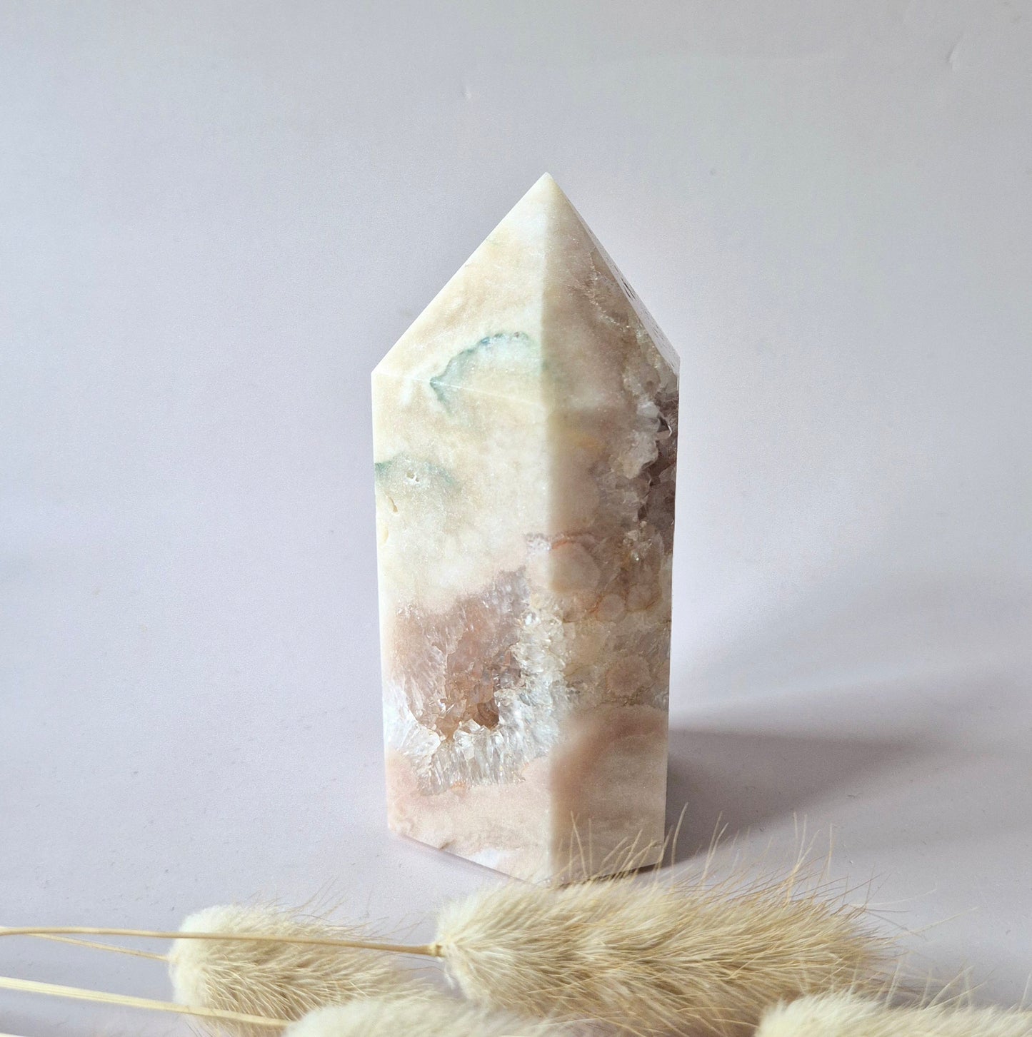 XL Pink Amethist Druzy Toren 12x5,5cm (423g) - Zachte kracht en rust voor het hart