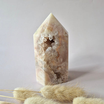 XL Pink Amethist Druzy Toren 12x5,5cm (423g) - Zachte kracht en rust voor het hart