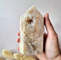 XL Pink Amethist Druzy Toren 12x5,5cm (423g) - Zachte kracht en rust voor het hart