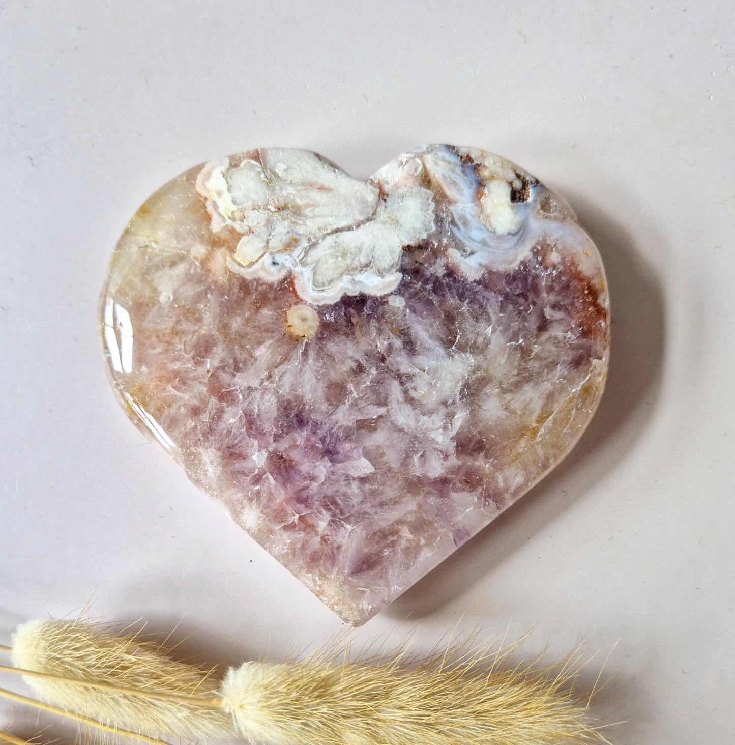Edelsteen Druzy Pink Amethist Hart #15 8-10cm (Roze Amethist)